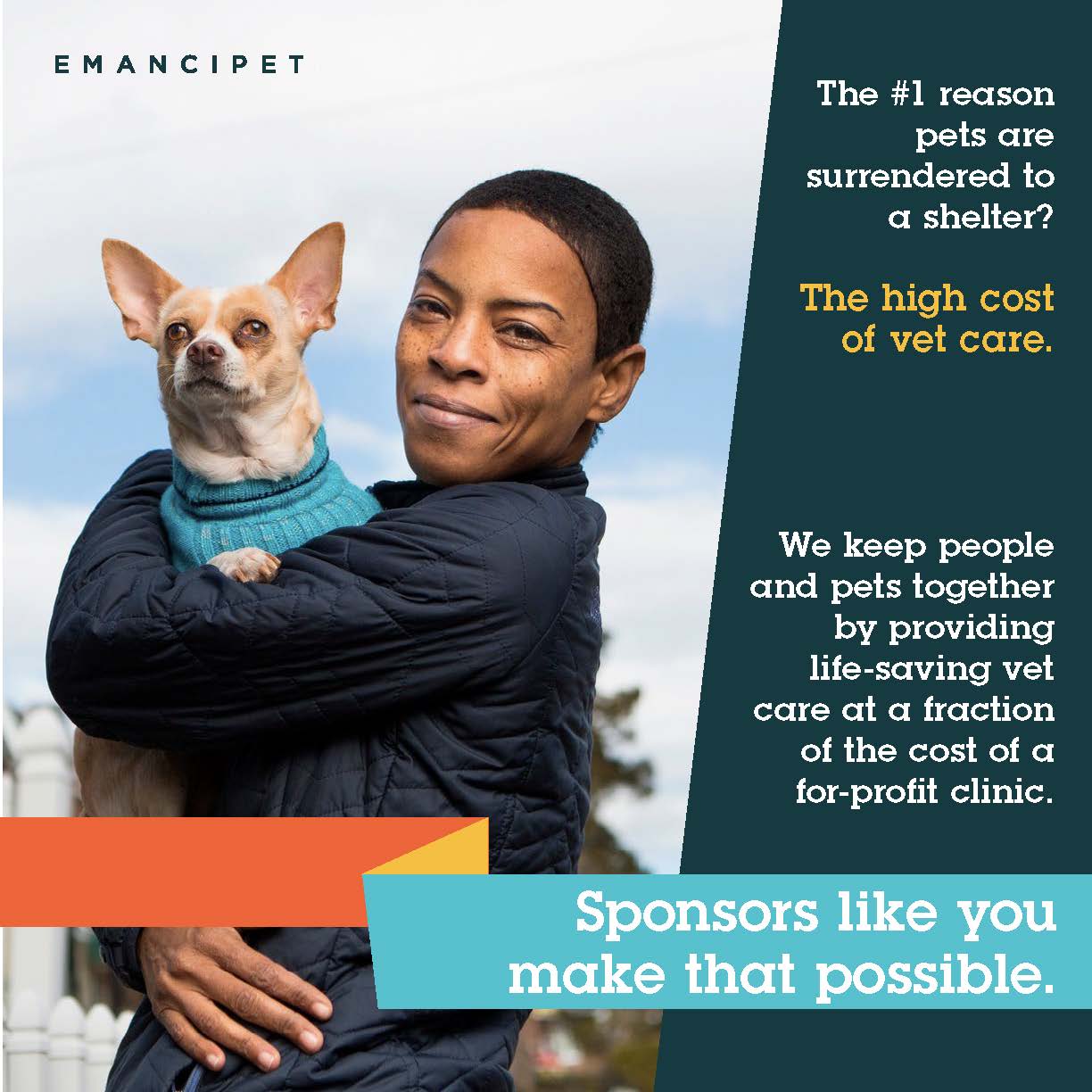 Text describing why sponsors are critical to Emancipet's work