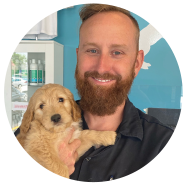 Emancipet Chief Quality Officer Myles Chadwick with Patient